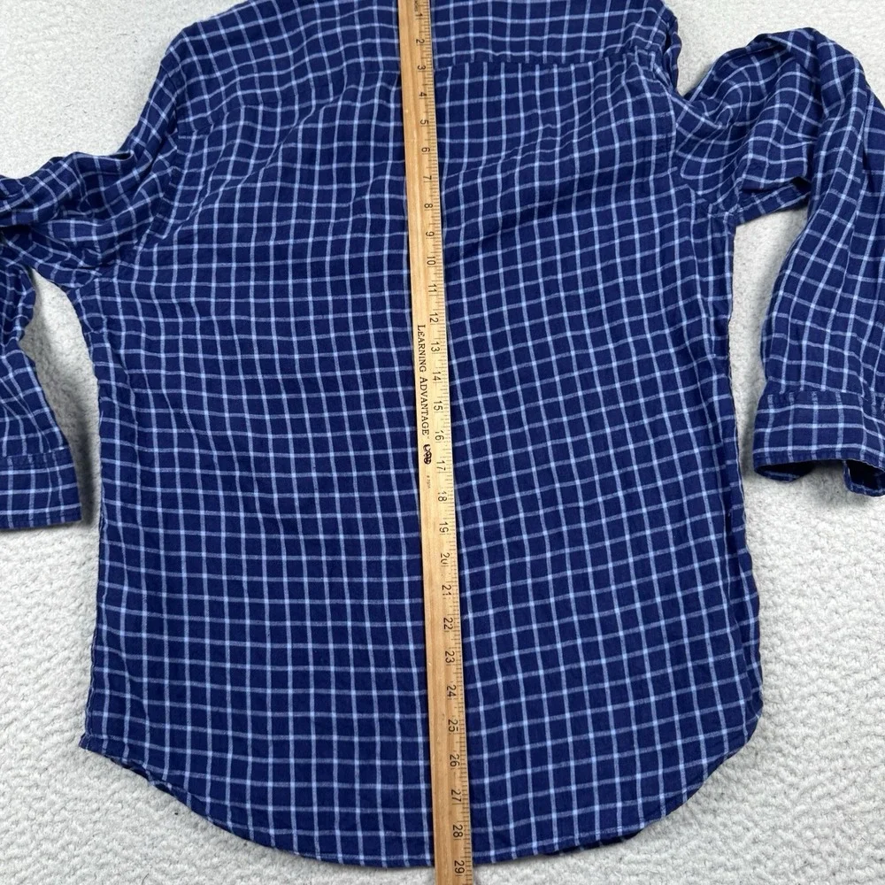 Banana Republic Shirt Men's L Camden Standard Fit 100% Linen Lightweight Plaid‎